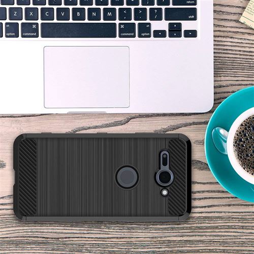 Coque Silicone Effet Carbone Pour Sony Xperia 10 II - Noire - Anti-choc TPU - Neuf