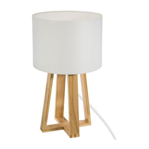 Lampe à Poser en Bois Scandinave 35cm Blanc