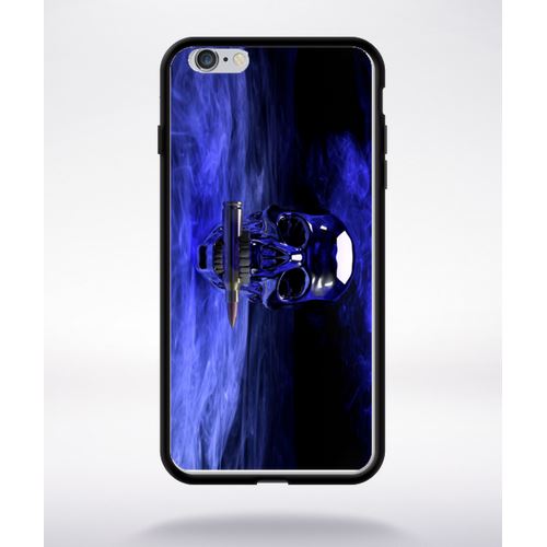 Coque Blue Skull Compatible Apple Iphone 6 Plus Bord Noir Silicone