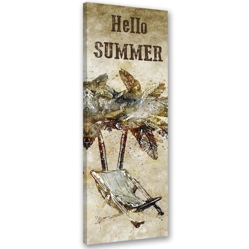 Tableau Toile imprimé mural Cadre déco Canevas Palmier Chaise longue 50x150