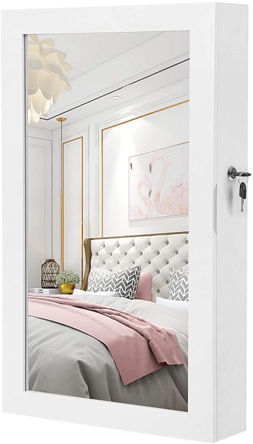 Armoire à bijoux murale miroir 67 cm blanc