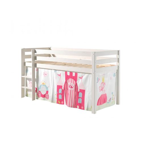 Paris Prix Blanc Vipack Pino Lit Sureleve En Pin Massif Avec Sommier + Rideau De Lit Princess - Image 1