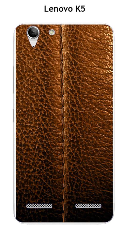 Coque TPU gel souple Lenovo K5 design Cuir marron piqure