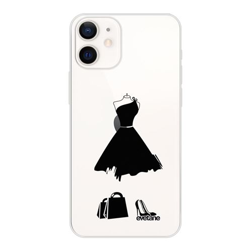 Coque pour iPhone 12 mini souple transparente My little black dress Motif Ecriture Tendance [Evetane®]