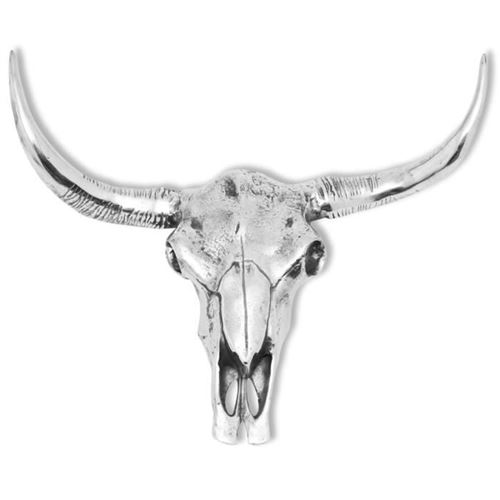 Décoration murale - vidaXL - Crâne de taureau - Aluminium - Argenté - Contemporain