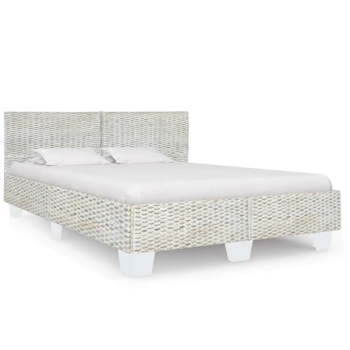 Cadre de lit Gris Rotin naturel 160 x 200 cm