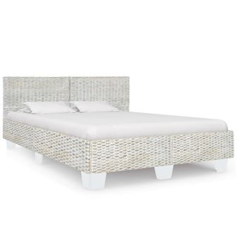vidaXL Cadre de lit Gris Rotin naturel 160 x 200 cm - 1