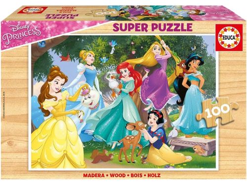 Puzzle enfant en bois - les princesse disney : raiponce belle jasmine cendrillon et ariel 100 pieces
