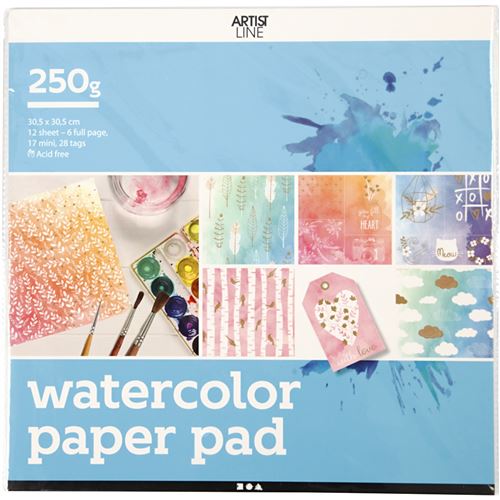 Creotime livre à colorier bloc aquarelle 12 pièces 30,5 x 30,5 cm