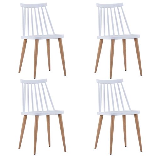 vidaXL 4 pcs Chaises de salle à manger Blanc Plastique