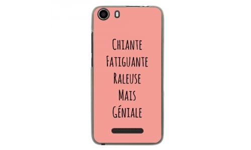 Coque souple pour Wiko Lenny 2 avec impression Motifs Chiante mais Géniale rose
