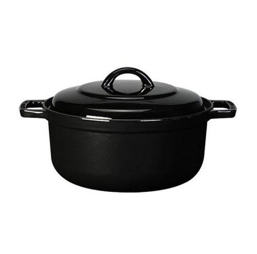cocotte ronde en fonte émaillée 20cm noir - puv408201
