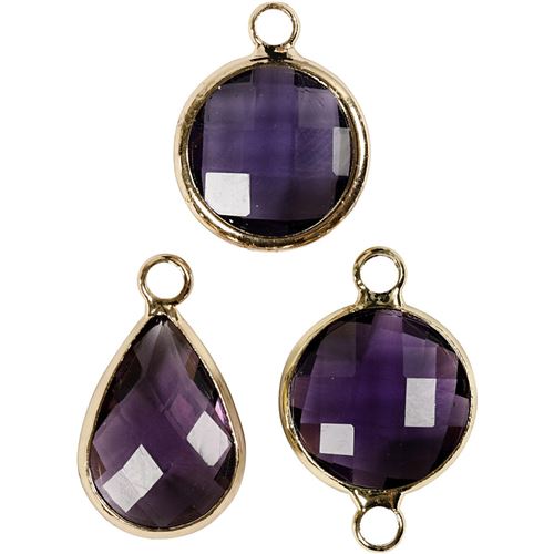 Creotime pendentifs bijoux 15 - 20 mm ronds 6 pièces violet