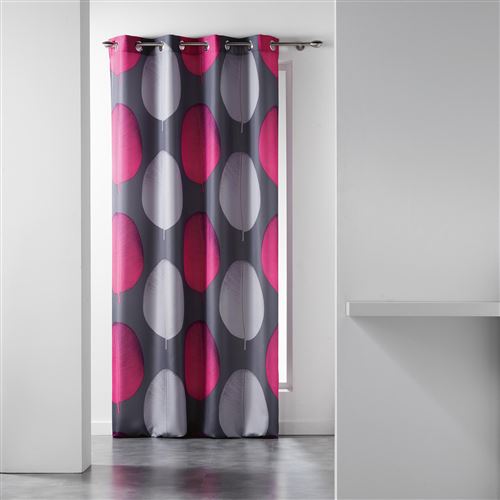 Rideau a oeillets 140 x 280 cm polyester imprime tempo Fuchsia