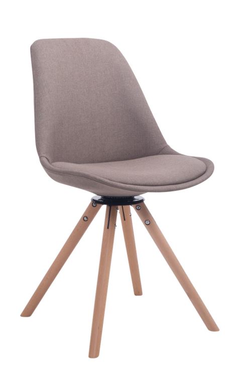 Chaise de salle à manger Troyes Pivotante Tissu Pieds Rond , Taupe/Bois de chêne Nature