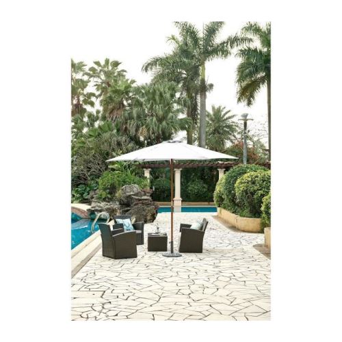 Parasol en bois rond et polyester 160g/m² - Arc 3 m - Blanc