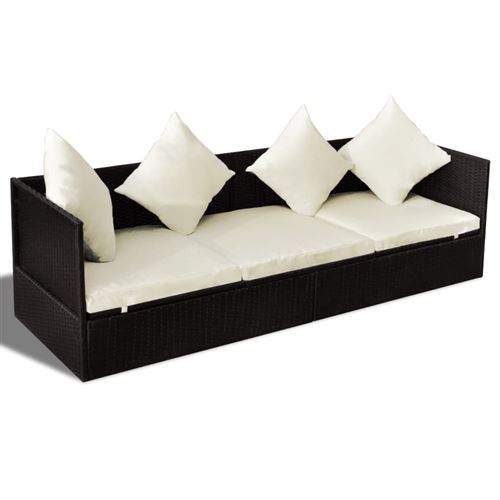 vidaXL Canapé d'extérieur et coussin et oreiller Résine tressée Marron