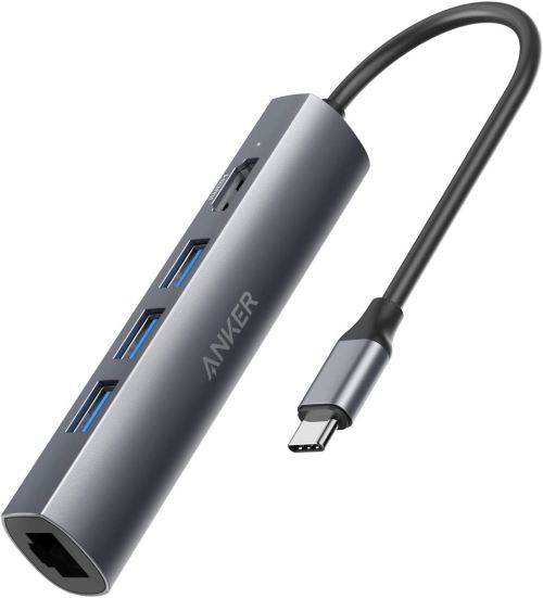 5 en 1 Premium Hub USB données C, avec 1 HDMI output, avec 1 port Ethernet et 3 ports USB 3.0, compatibilité pour 10/100/1000 Mbps
