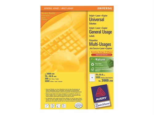 Avery-Zweckform 3669-200 All-purpose labels 70x50.8mm Paper White ...