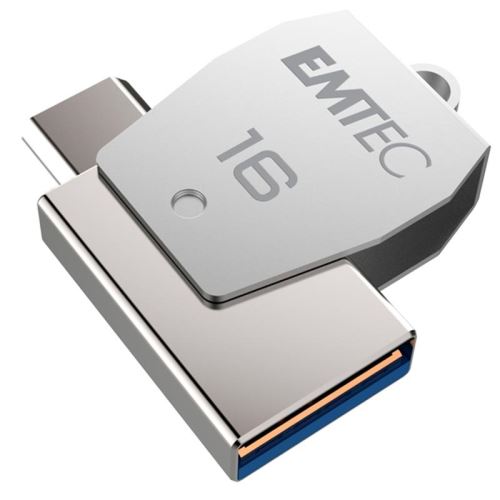 Emtec T250C OTG USB 2.0 / Type-C Flash Drive - 15MB/s, 5MB/s, Windows, MacOS, Linux