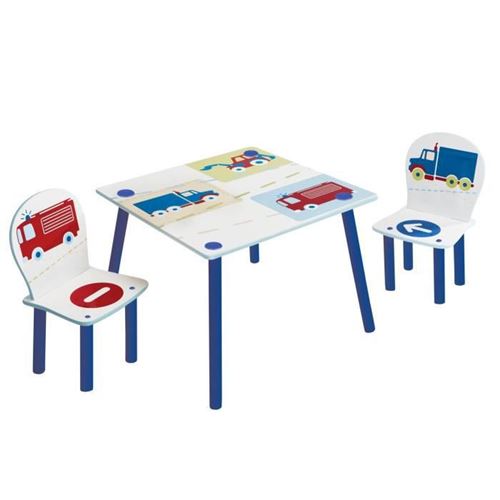 VEHICULES Ensemble table et 2 chaises pour enfants