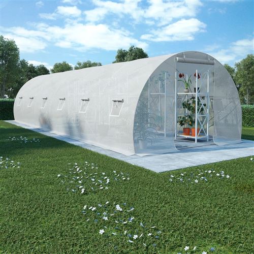 vidaXL Serre avec fondation en acier 27 m² 900 x 300 x 200 cm