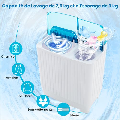 5€29 sur Machine à laver Mini Portable Avec alimentation USB pliable-Bleu -  Lave-linge séchant - Achat & prix