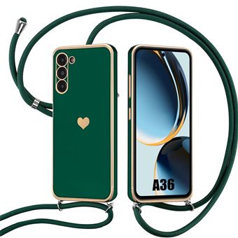 Coque pour Samsung Galaxy A36 5G - Protection Silicone Anti-Rayures avec Cordon Vert Nuit - BOOLING - 1