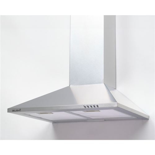 hotte de cuisine d&eacute;corative inox 60cm - pyramide 338 m3/h - evacuation ou recyclage 