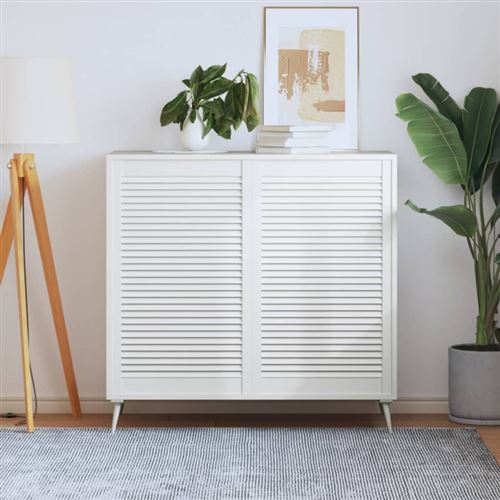 vidaXL Portes à persiennes 2 pcs Bois de pin massif Blanc 99,3x59,4 cm
