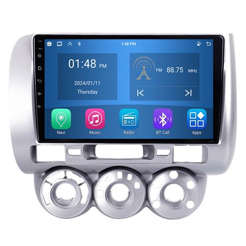 Autoradio RoverOne® Bluetooth CarPlay Android Auto Navigation 4Go RAM 64Go ROM pour Honda Jazz 1 GD 2001-2008 Fit 2001-2009