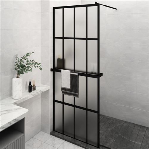 VidaXL Paroi de douche avec étagère Noir 80x195 cm Verre ESG&Aluminium