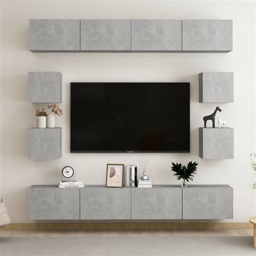 Non Communiqué Gris Vidaxl Ensemble De Meubles Tv 8 Pcs Béton Aggloméré
