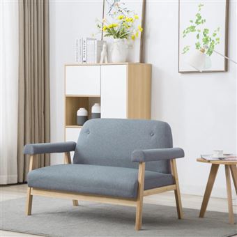 vidaXL Canapé à 2 places Tissu Gris clair - 1