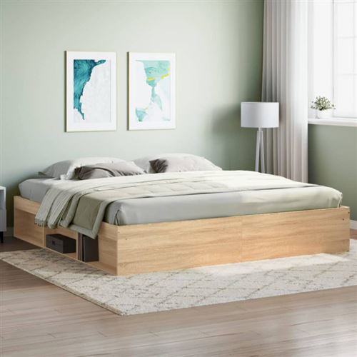 vidaXL Cadre de lit sans matelas chêne sonoma 200x200 cm