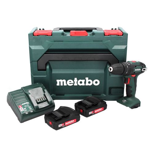 Metabo SB 18 18 V 48 Nm Perceuse à percussion sans fil (602245560) + 2x Batteries rechargeables 2,0 Ah + Chargeur + Coffret