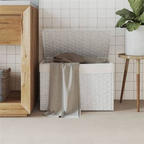 VIDAXL - Panier à linge avec couvercle - 55,5 x 35 x 34 cm - Blanc - Image 3