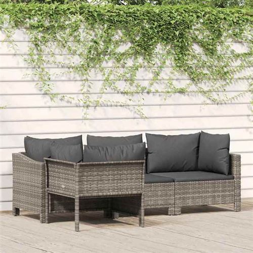 Non Communiqué Gris Salon De Jardin Vidaxl Resine Tressee 4 Pieces 4 Personnes 63 X 63 X 55.5 Cm