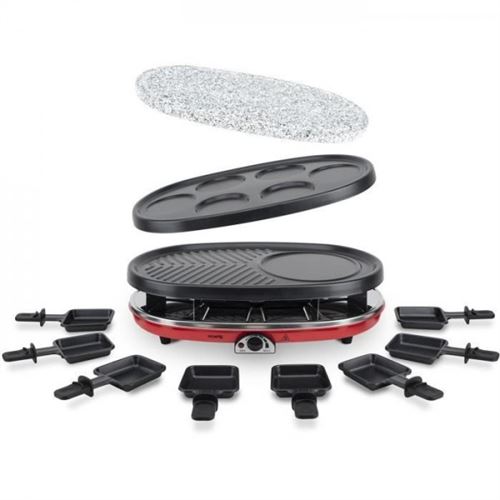 Appareil a Raclette HKoeNIG RP418 Appareil a 4 en 1 8 personnes 6 mini crepes Grill
