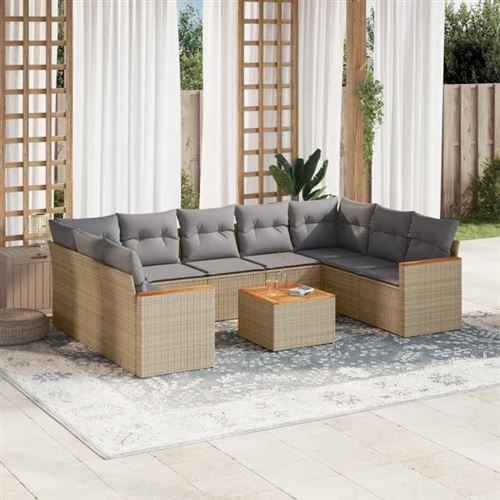 Non Communiqué Beige Salon De Jardin Modulable Vidaxl Rotin 10 Pieces 62 X 62 X 69 Cm 9 Personnes