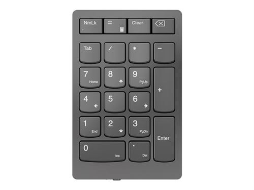 Lenovo Go Wireless Numeric Keypad - Pavé numérique - sans fil - 2.4 GHz - commutateur : commutateurs à clé à ciseaux - gris orage - Pour la vente au détail - pour ThinkCentre M70s Gen 3; ThinkCentre neo 70; ThinkPad E14 Gen 3; E14 Gen 4; P15v Gen 3