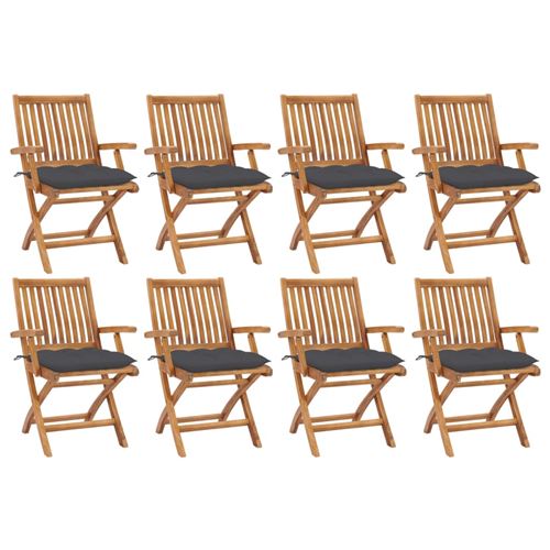 Non Communiqué Vidaxl Chaises Pliables De Jardin Avec Coussins 8 Pcs Teck Solide