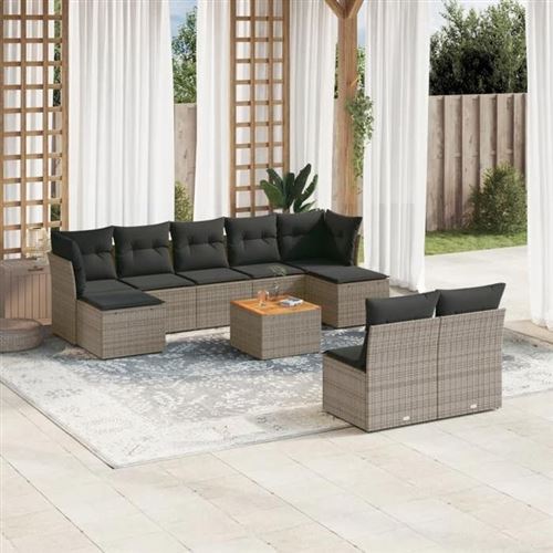 Non Communiqué Gris Salon De Jardin Modulable Vidaxl Resine Tressee 9 Personnes 62 X 62 X 69 Cm 10 Pieces
