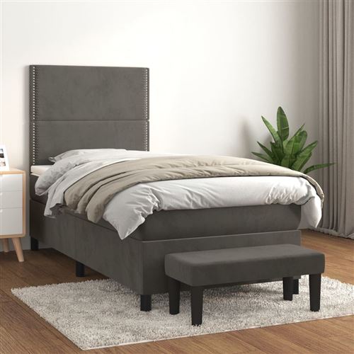 vidaXL Sommier à lattes de lit avec matelas Gris foncé 100x200 cm3137768