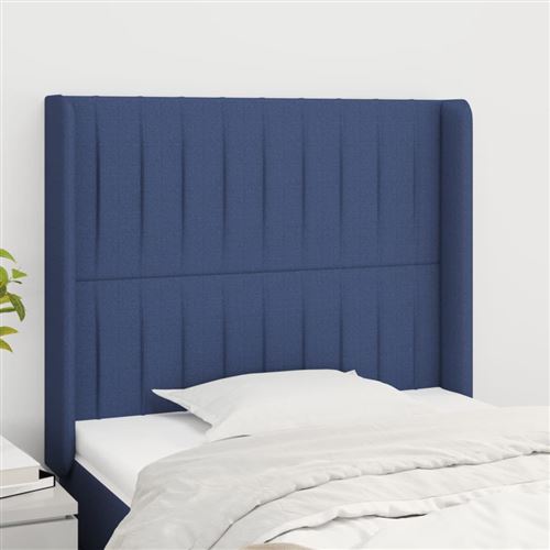 Testiera Ad Orecchio Blu 103x16x118/128 Cm In Tessuto - Vidaxl