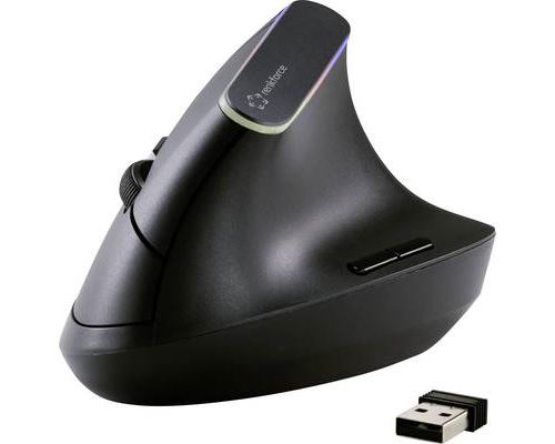 Renkforce RF-FMV-ME-0001 - Verticale muis - ergonomisch - rechtshandig - optisch - 6 knoppen - draadloos - 2.4 GHz - USB draadloze ontvanger - zwart