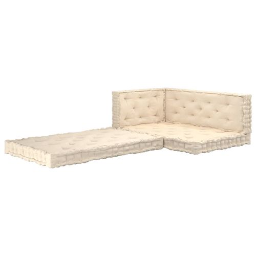 vidaXL Coussins de plancher de palette 4 pcs Beige Coton