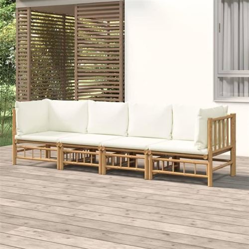 Non Communiqué Blanc Salon De Jardin Modulable Vidaxl Bambou Beige 4 Pieces 69 X 55 X 65 4 Personnes