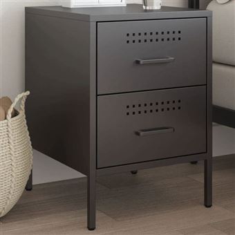 vidaXL Table de chevet noir 36x39x50,5 cm acier, armoire, armoire latérale, support de téléphone, table de chevet, mobilier 842922 - 1