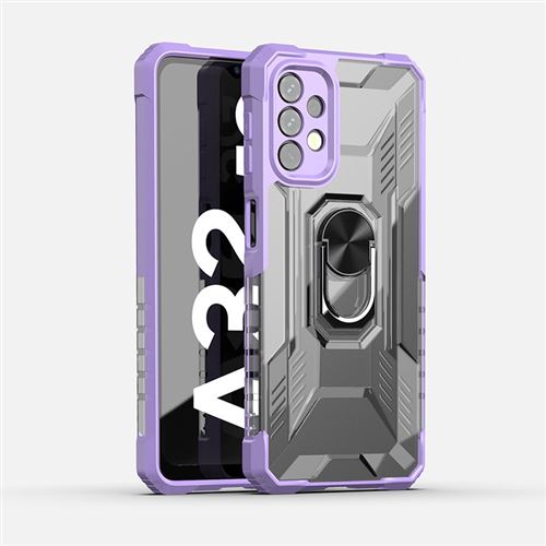 Coque de protection résistant FONGWAN pour Samsung Galaxy S22 Ultra avec support pour anneau - Violet